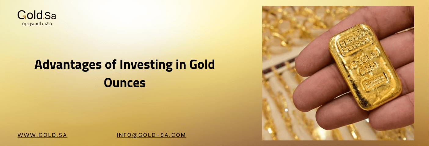 "A hand holding a 24K gold bar with gold jewelry displayed in the background, representing the concept of investing in gold ounces. Image branded with Gold.sa.